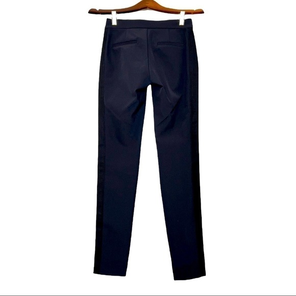 NWT REBECCA TAYLOR Ava Techy Slim Tuxedo Cigarette Pant Deep Navy/Black Sz 00 - Picture 8 of 12